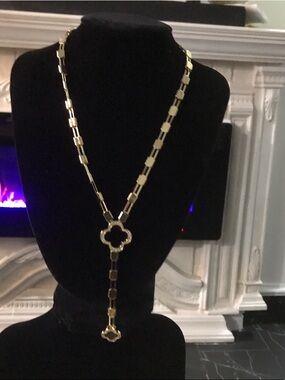 Elegant Gold-Tone Clover Lariat Necklace - Women Jewelry